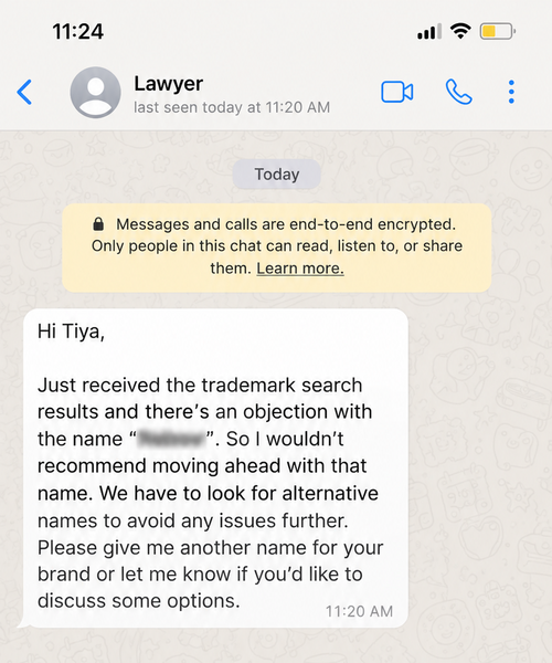 Lawyer chat screenshot